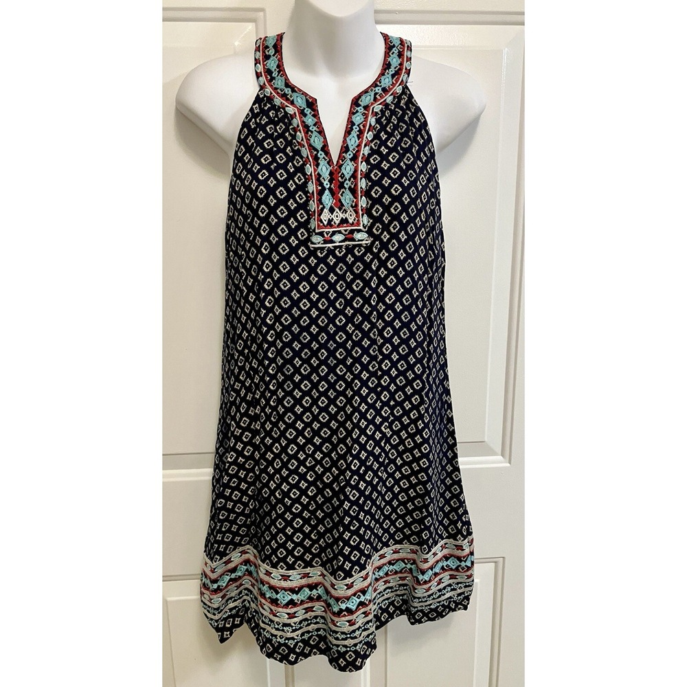 THML Anthropologie Womens Embroidered Sleeveless Boho Dress Tunic Top Sz XS
